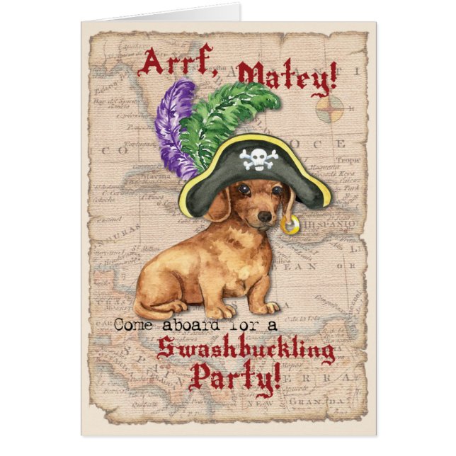 Convite Pirata Dachshund (Frente)