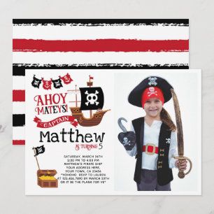 Convite pirata de aniversário com foto
