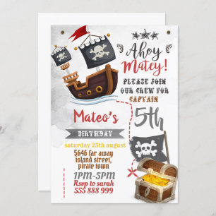 Convite pirata - Festa de aniversário pirata