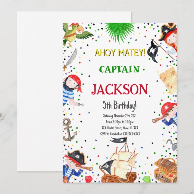 Convite Pirate Aniversário (Frente/Verso)