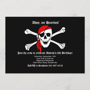 Convite Pirate Skull e Crossbones