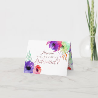 Convite PixDezines Floral Watercolor/Be My Bridesmaid
