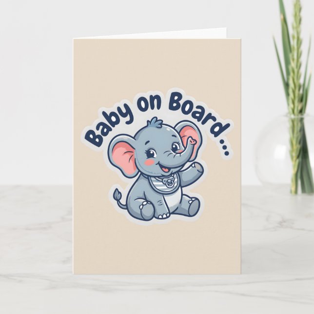 Convite Placa de Bebê Elefante Fofo a Bordo (Frente)