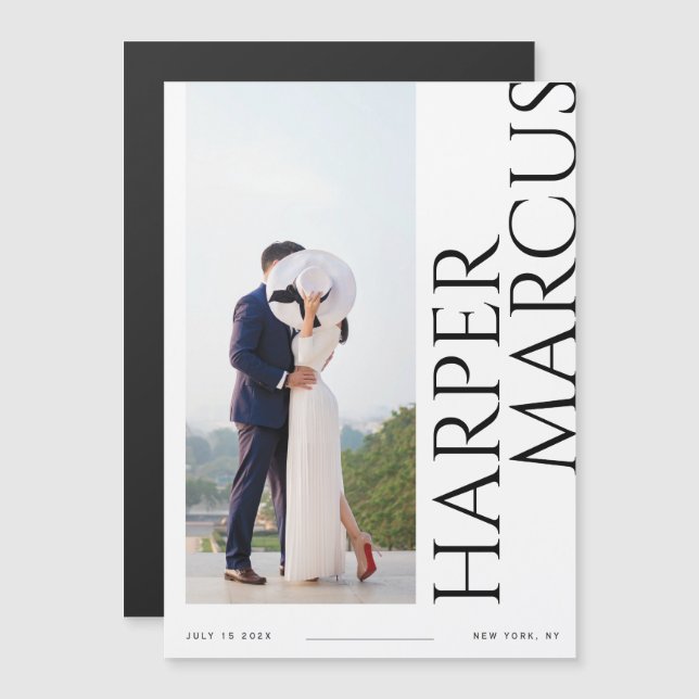 Convite Placa de Imã salve a data de Fotografias Modernas  (Frente/Verso)