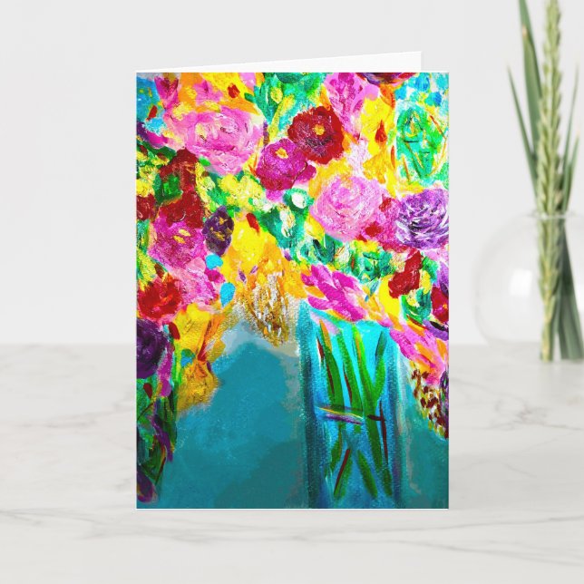 Convite Placa de Nota de Buquê de Flor Mistura<Blank Insid (Frente)