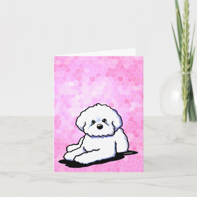 Convite Placa de Nota Rosa KiniArt Bichon (Frente)