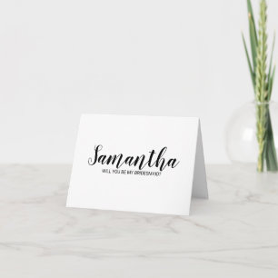 Convite Placa de Proposta do Bridesmaid do Script Moderno