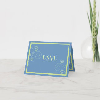 Convite Placa de resposta RSVP Azul Invertida