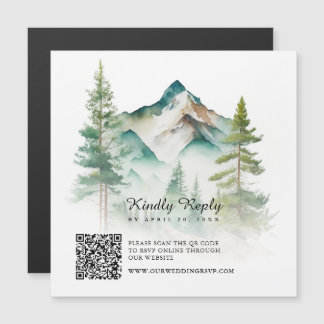 Convite Placa magnética RSVP de Código QR para Watercolor