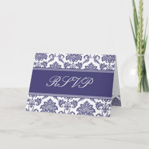 Convite Placa RSVP de Damasco Azul