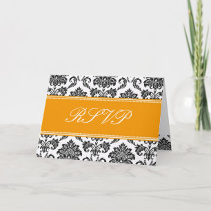 Convite Placa RSVP de Damask Laranja
