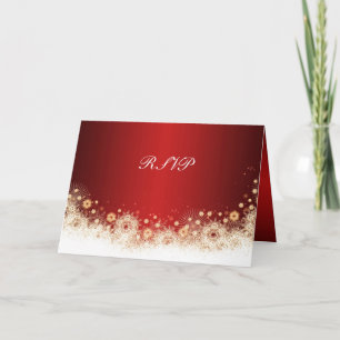 Convite Placa RSVP de rendas de Natal Dourada de luxo