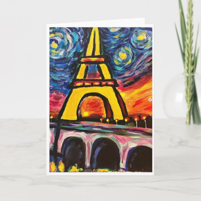 Convite Placa Torre de Starry Night Eiffel<Blank Inside> (Frente)