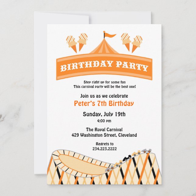 Convite Plano de Festa de aniversário de Circo de  (Frente)