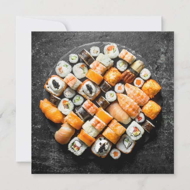 Convite Plast De Sushi De Texto Personalizado (Frente)