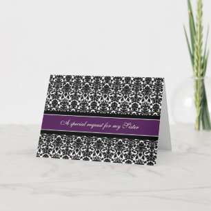 Convite Plum Damask Sister Bridesmaid Invitation Card