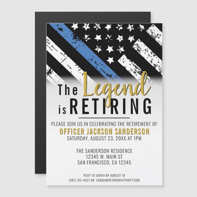 Convite Polícia de Linha Azul Fino da Polícia (Frente/Verso)