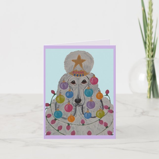 Convite Poodle Decorado para o Natal (Frente)