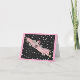 Convite Poodle no Natal em um conversível rosa