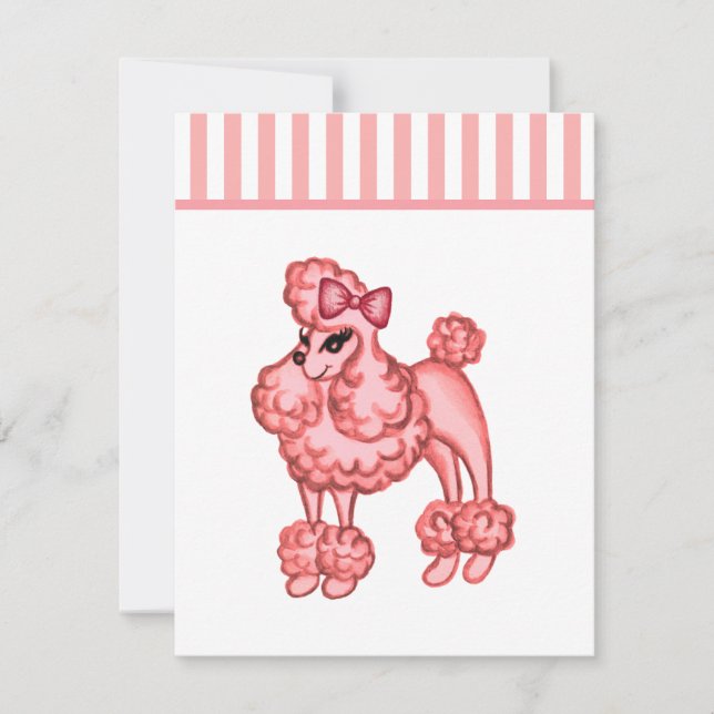 Convite Poodle Rosa (Frente)