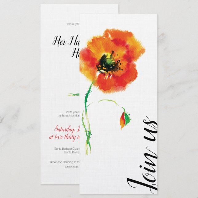 Convite Poppy Wedding (Frente/Verso)