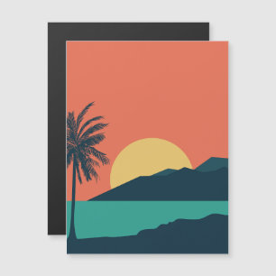 Convite Pôr do Sol de Palmeira, Ilha, Arte Abstrata Boho