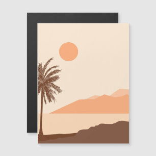 Convite Pôr do Sol de Palmeira, Ilha, Arte Abstrata Boho