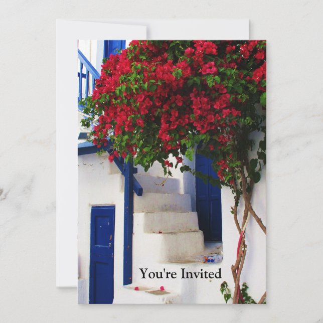 Convite Porta Azul Grega - Mykonos, Grécia (Frente)