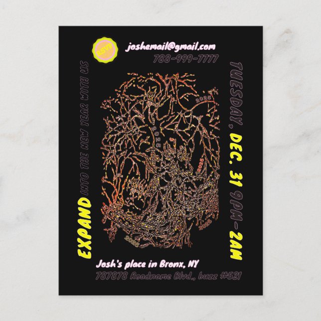 Convite postal da FESTA EVE do ANO NOVO (Frente)