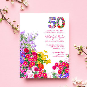 convite postal floral moderno para aniversário de 