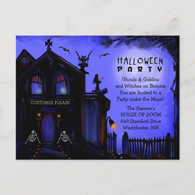 Convite postal - Halloween Hauneen House (Frente)