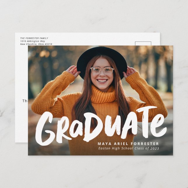 Convite postal para a graduação em fotografia de f (Frente/Verso)