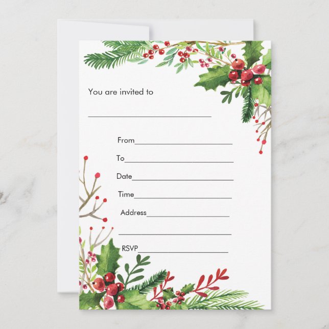 Convite Preenchimento à Mão com Tinta Aquarela de  (Frente)