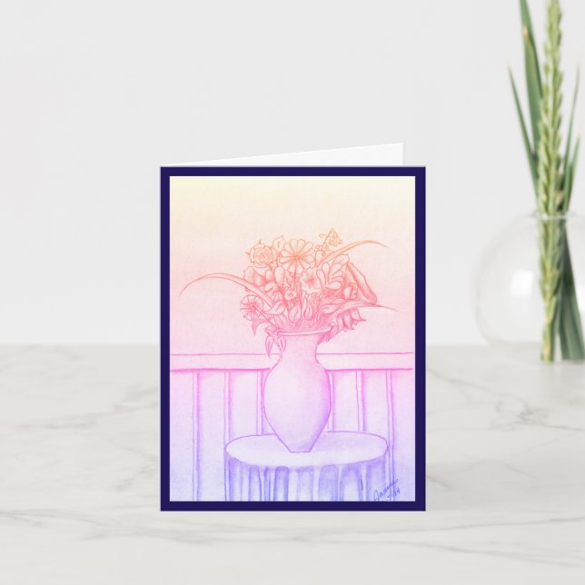 Convite Presente de Flores - Azul (Frente)