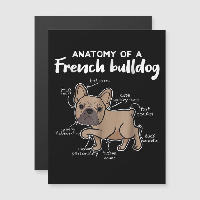 Convite Presente Frenchie | Presente Anatomia de um Bulldo (Frente/Verso)