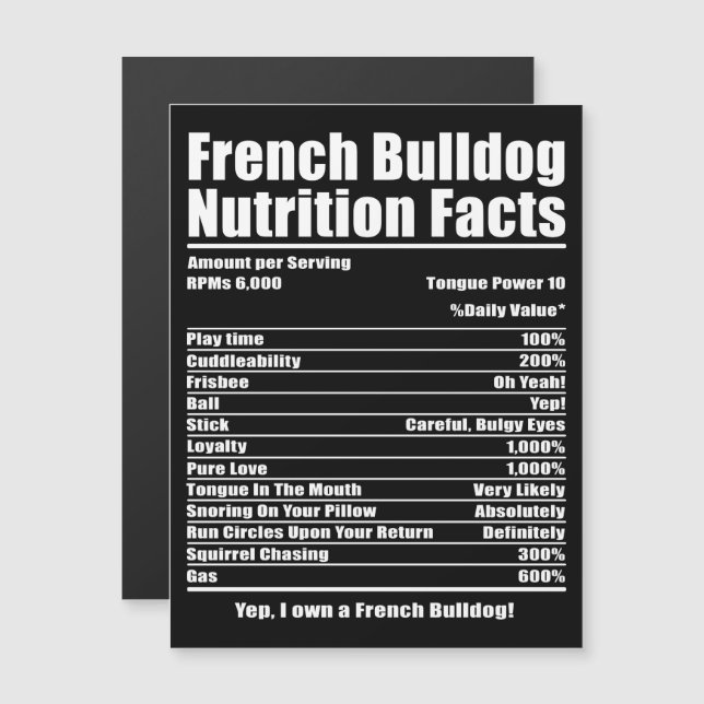 Convite Presente no cão | Fatos Nutricionais Franceses par (Frente/Verso)