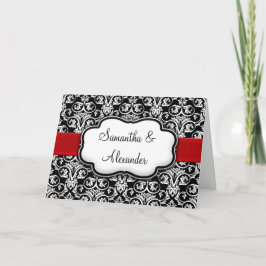 Convite Preto/Branco/Casamento tema damasco Vermel