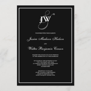 Convite preto & branco do monograma