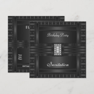Convite Preto De Aniversário Na Joia De Diamante 