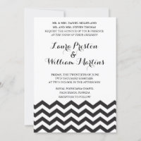 Convite preto do casamento de Chevron