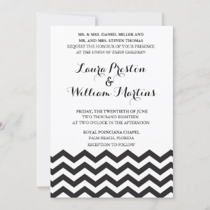 Convite preto do casamento de Chevron