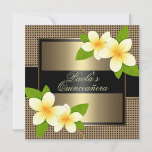 Convite preto & Dourado de Quinceañera do
