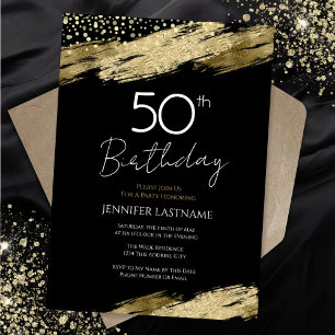 Convite Preto Dourado Orçamento para Festa de 50 A