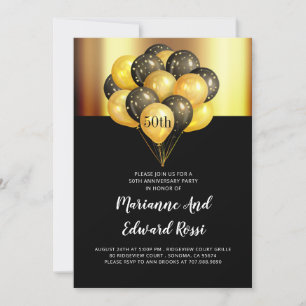 Convite Preto Dourado para Bodas de Ouro de 50 Ano