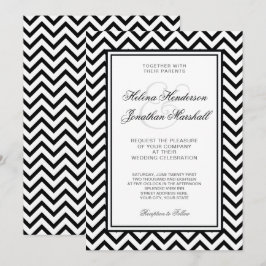 Convite preto e branco elegante do casamento de