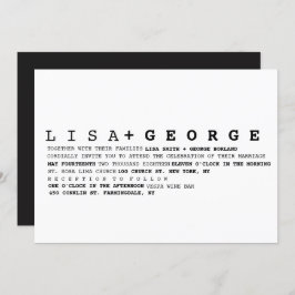 Convite preto e branco minimalista do casamento