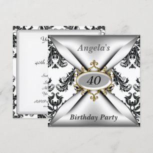 Convite preto e branco para festa de aniversário D