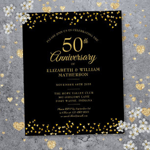 Convite Preto e Dourado do 50º Aniversário