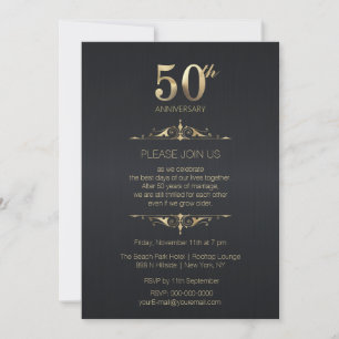 Convite Preto para Bodas de Ouro 50 Anos
