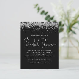 Convite Preto para Chá de panela de Glitter de Pra